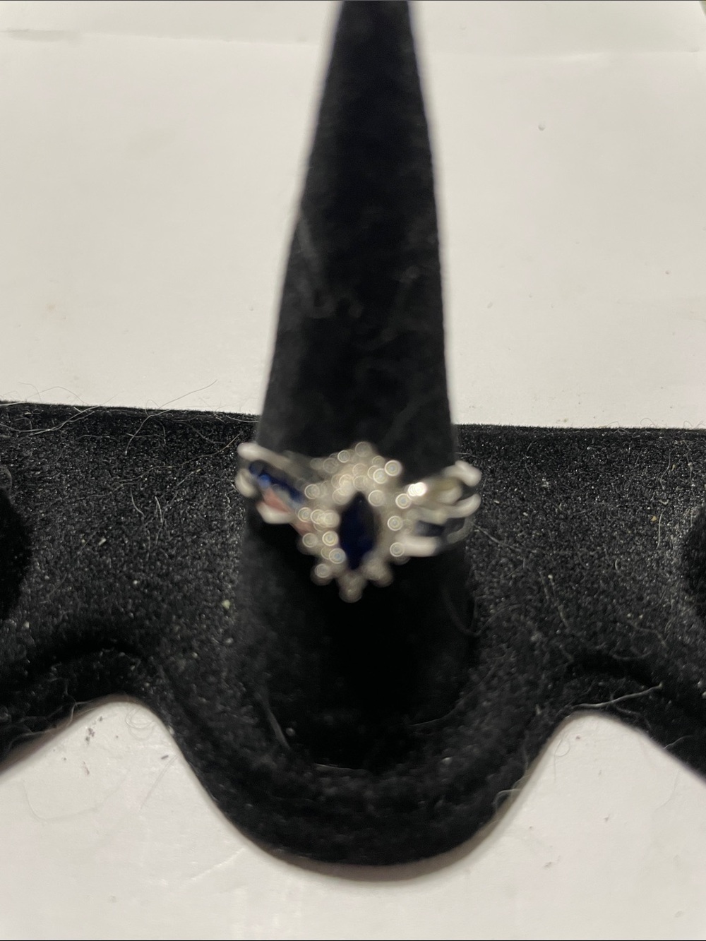 Rings-Silver Blue Marquise-Cut Gemstone Ring